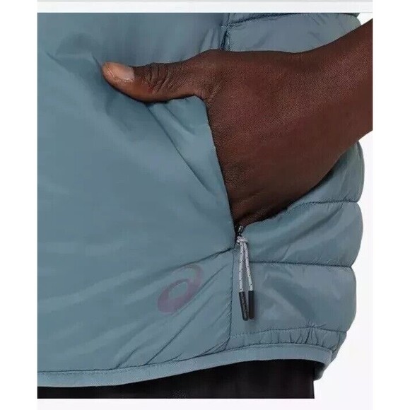Asics Men Small Performance Insulated Sports running Vest 2.0 Light Teal Warmth - Picture 8 of 15